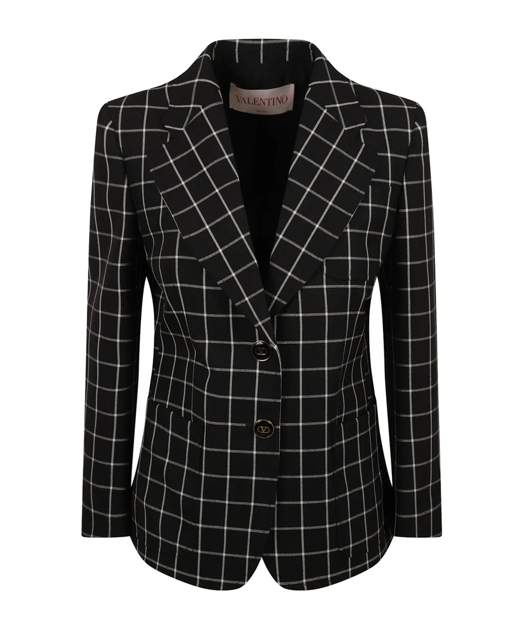 Grid-Pattern Blazer
