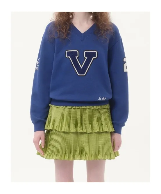 Logo Printed V-Neck Sweatshirt