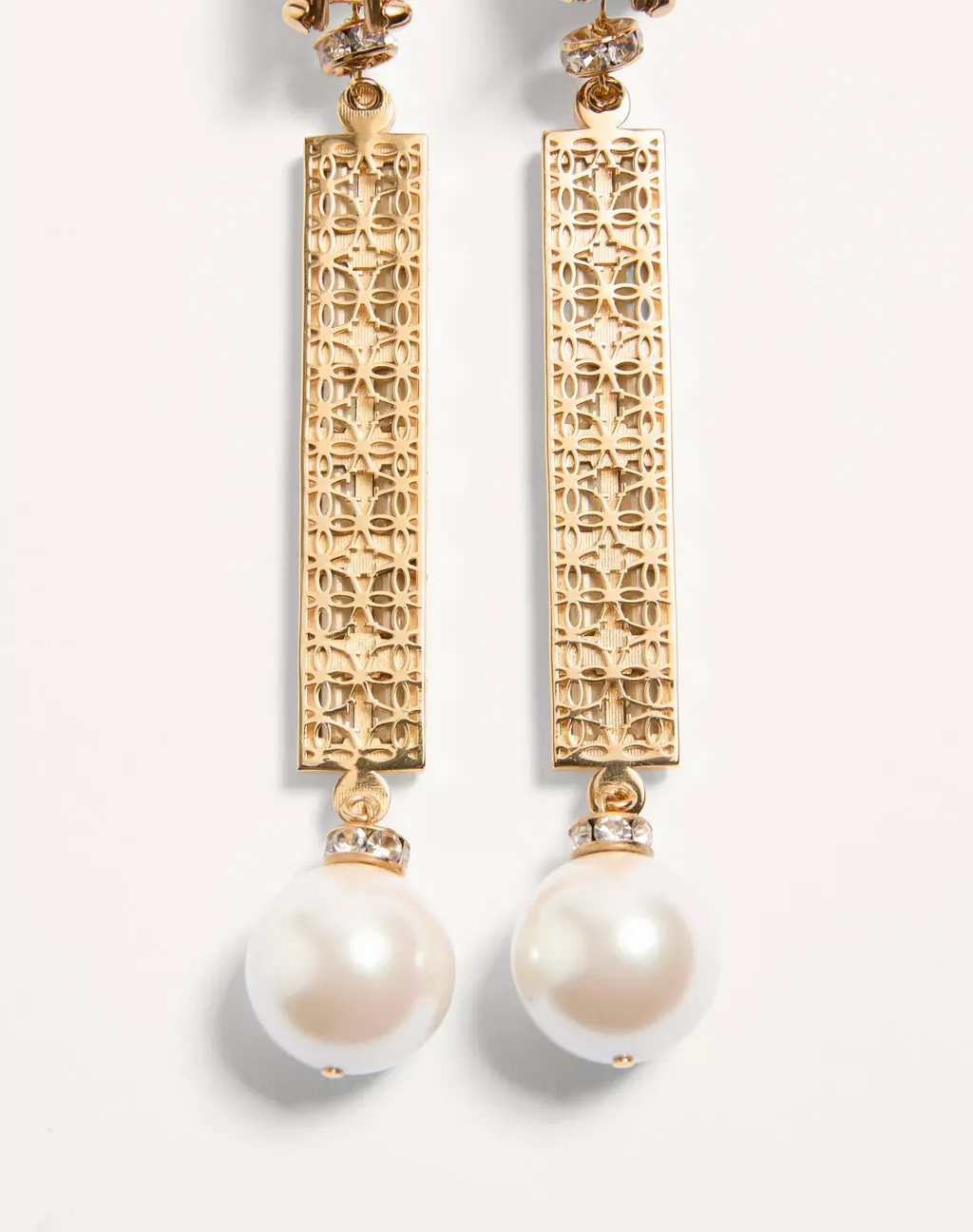 San Fin Metal Earrings With Swarovski® Crystals And Pearls
