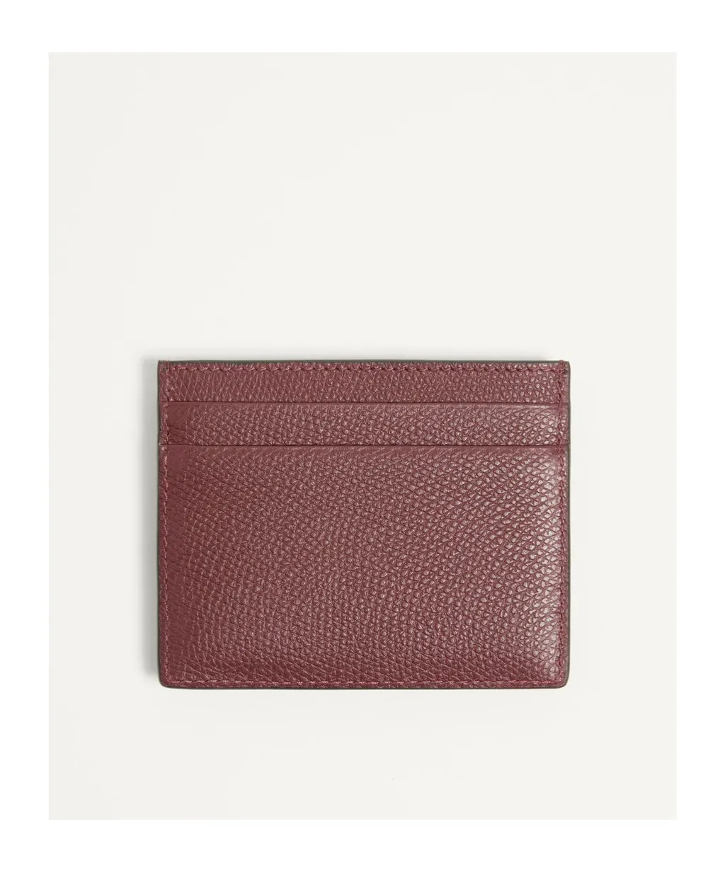 V Logo Signature Cardholder In Grainy Calfskin