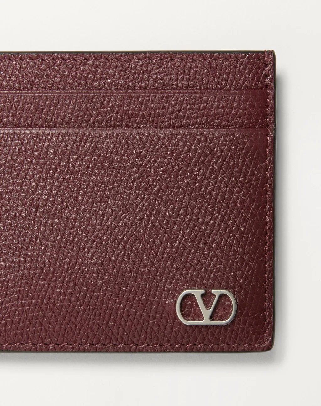 V Logo Signature Cardholder In Grainy Calfskin