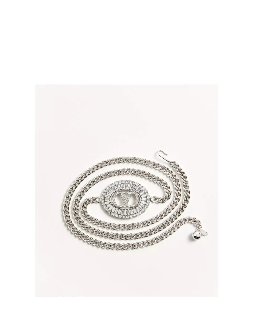 Vlogo Signature Chain Belt With Crystals