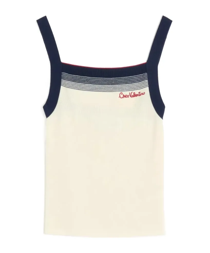Chez Stripe Detailed Sleeveless Tank Top