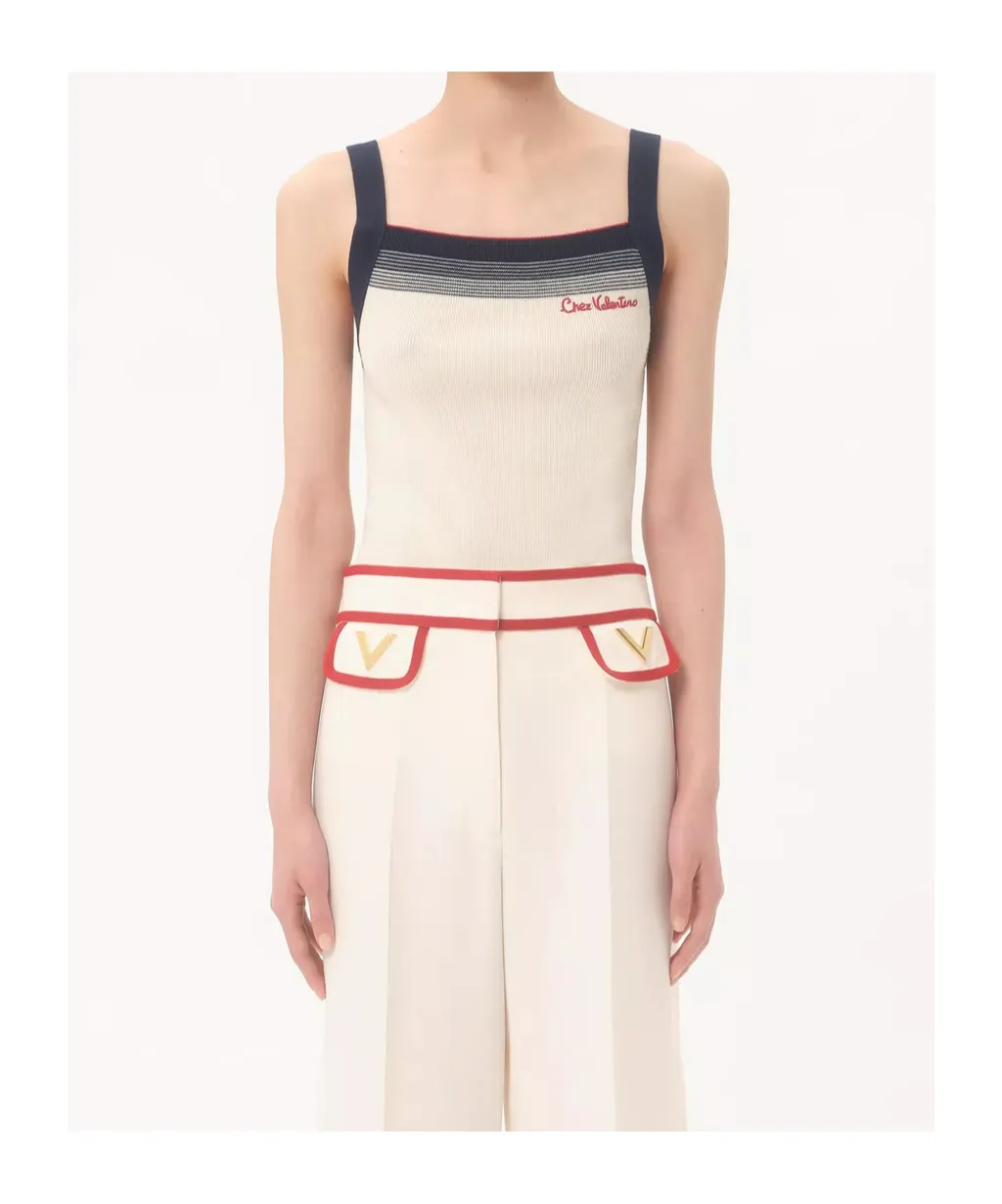 Chez Stripe Detailed Sleeveless Tank Top