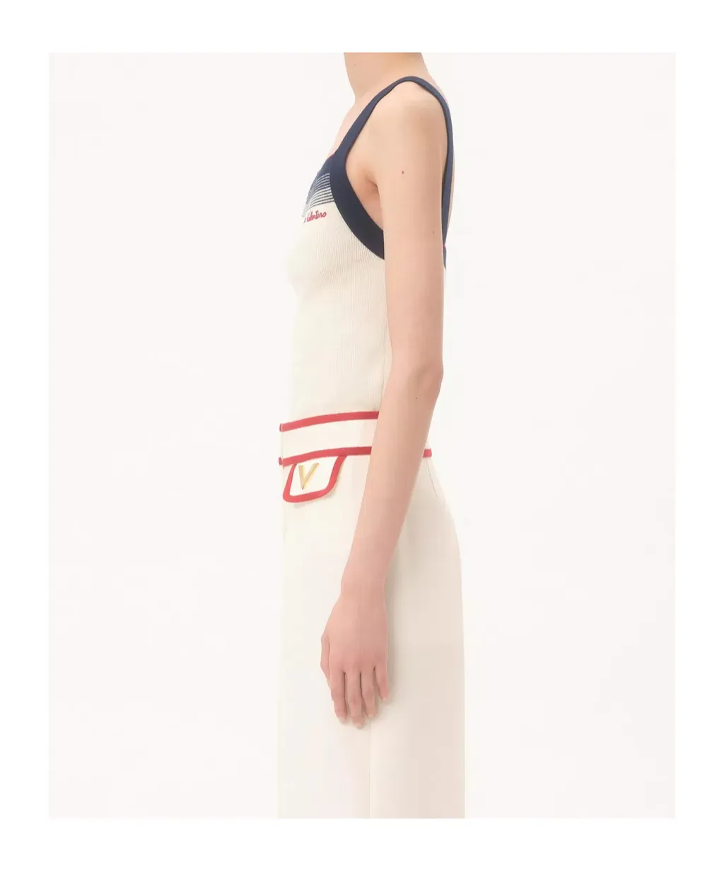 Chez Stripe Detailed Sleeveless Tank Top