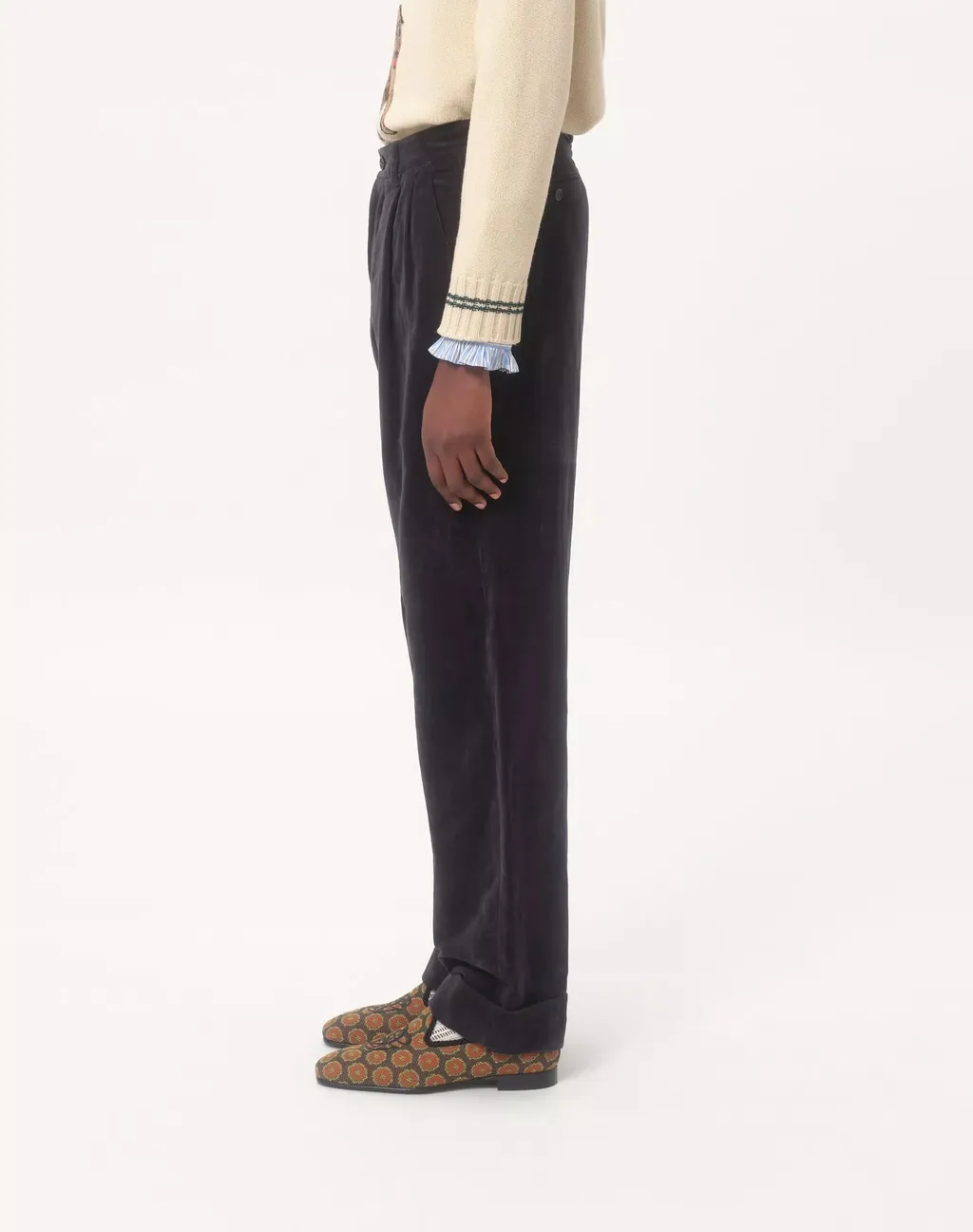 Straight Fit Velvet Trousers
