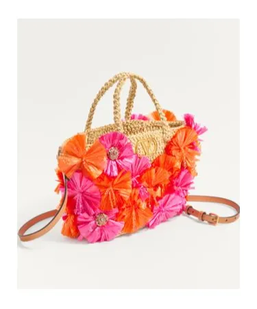 Vlogo Plaque Floral Embellished Tote Bag