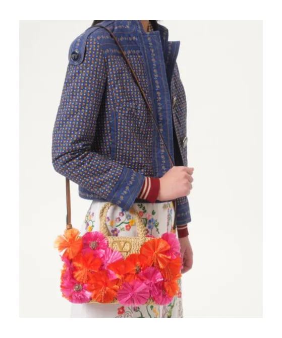 Vlogo Plaque Floral Embellished Tote Bag