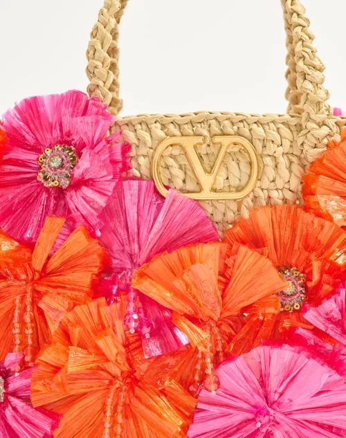 Vlogo Plaque Floral Embellished Tote Bag
