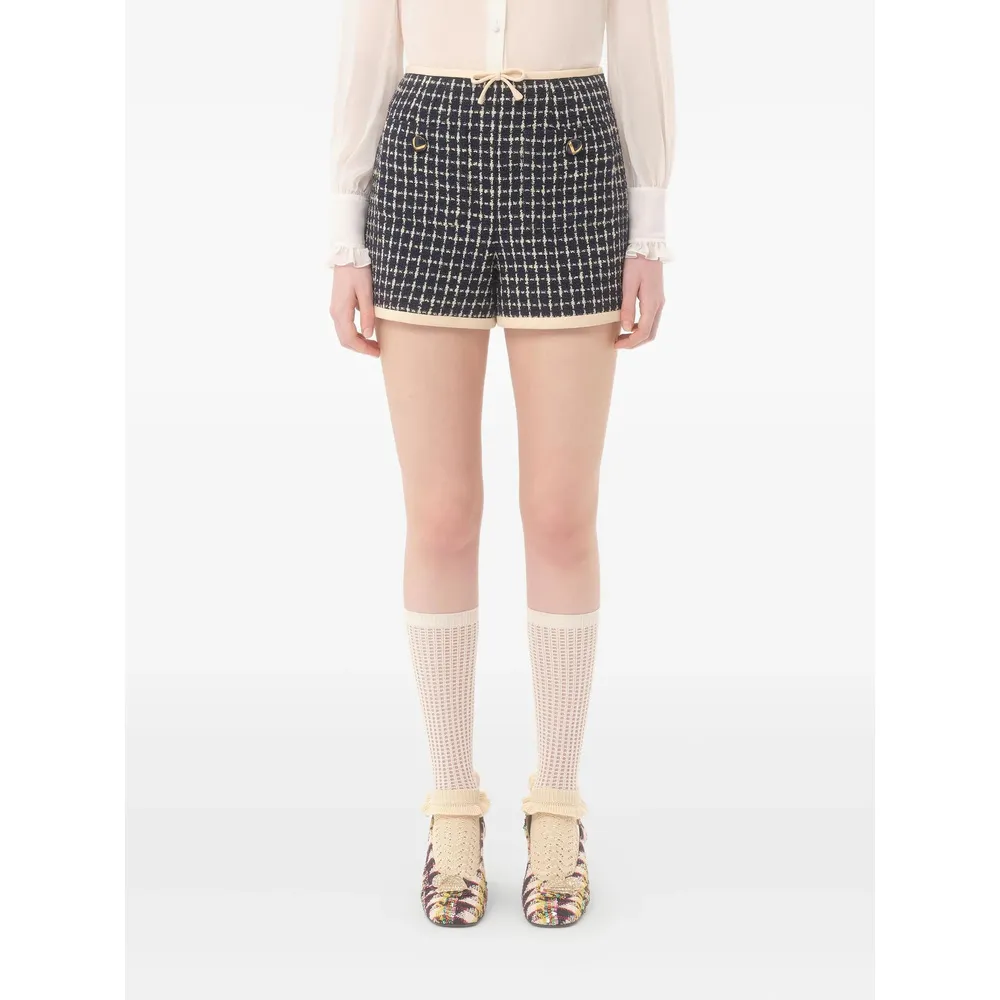 Bow Detailed Checked Shorts