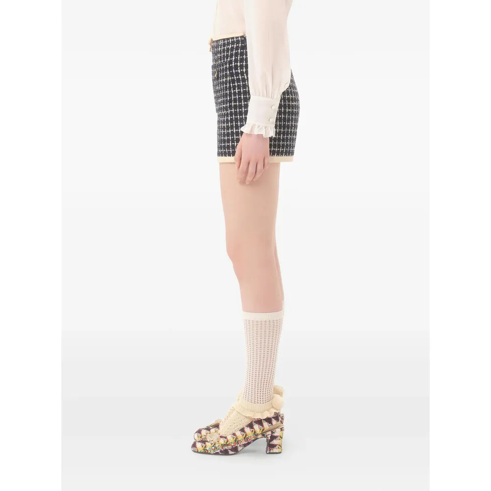 Bow Detailed Checked Shorts