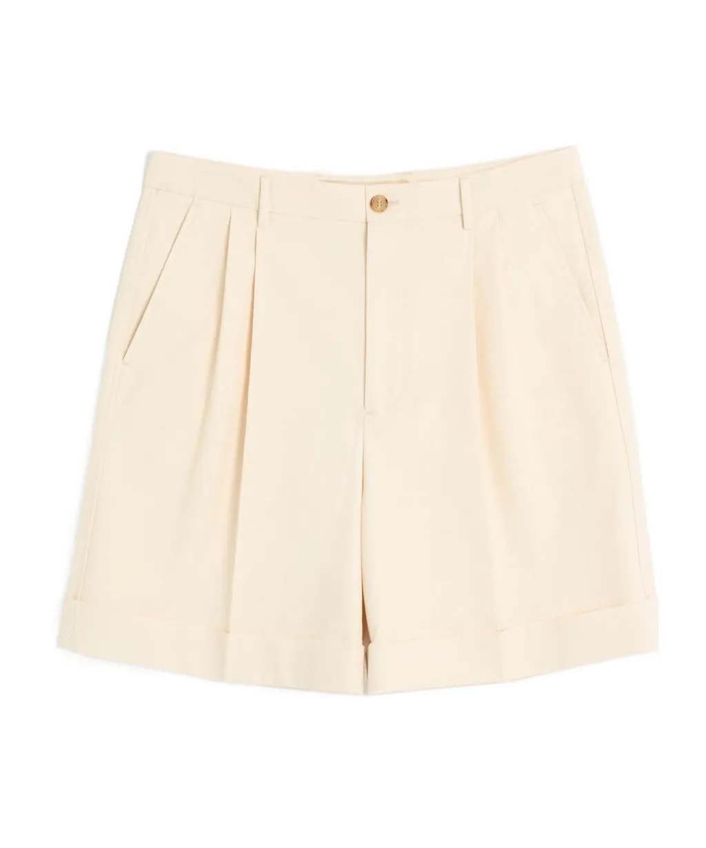 Cotton Canvas Cuffed Bermuda Shorts