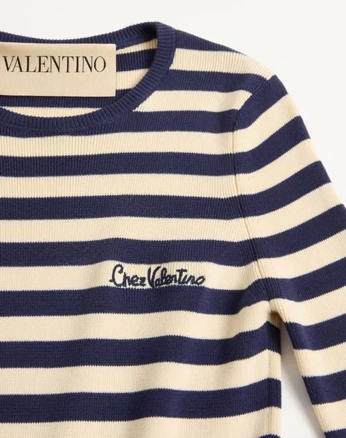 Chez-Motif Striped Crewneck Jumper