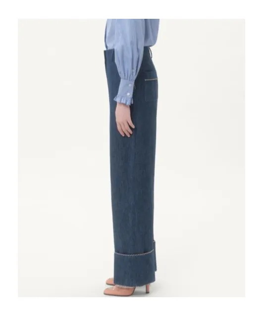 Turn-Up Hem Wide Leg Jeans