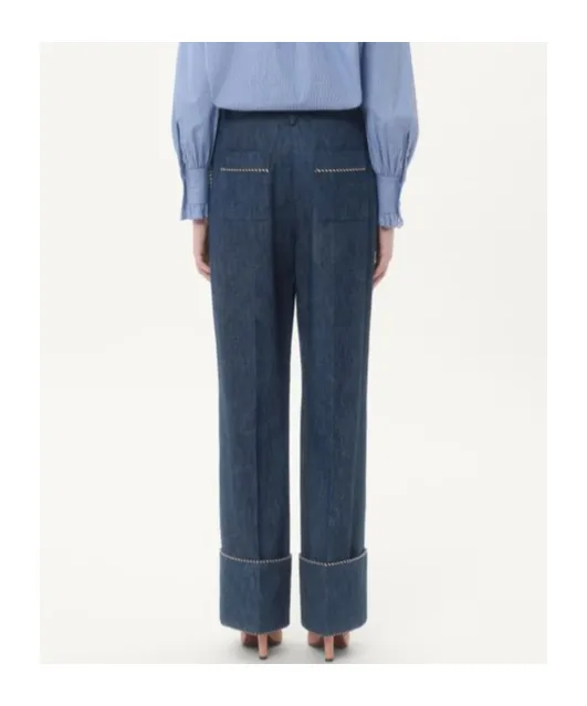 Turn-Up Hem Wide Leg Jeans