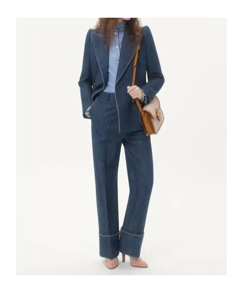 Turn-Up Hem Wide Leg Jeans