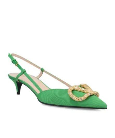 Logo Embellished Slingback Pumps