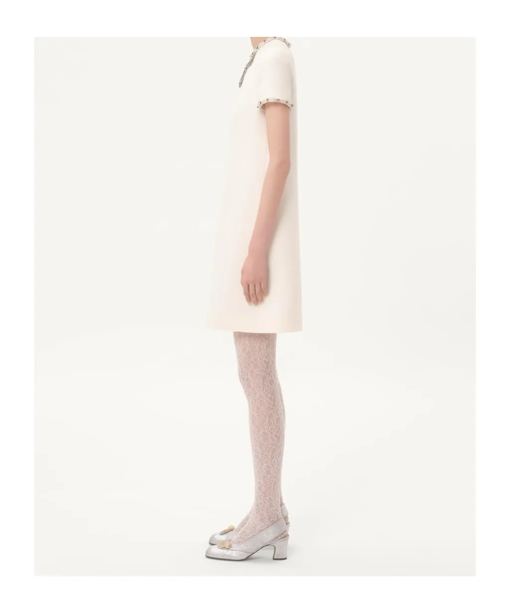 Embroidered Crepe Couture Short Dress