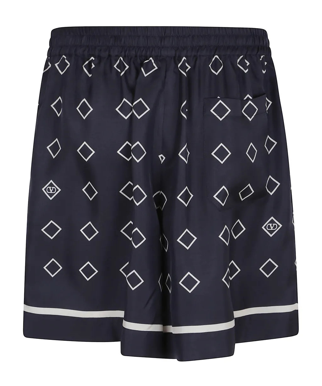 Silk Twill Bermuda Shorts With All-Over Opticool Print