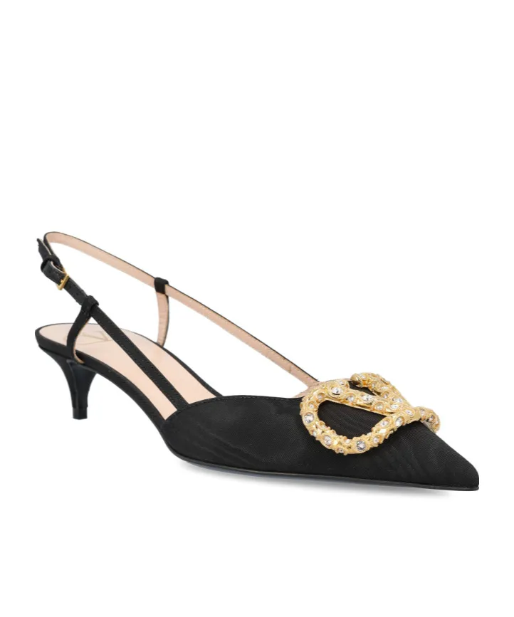 Logo Embellished Slingback Pumps