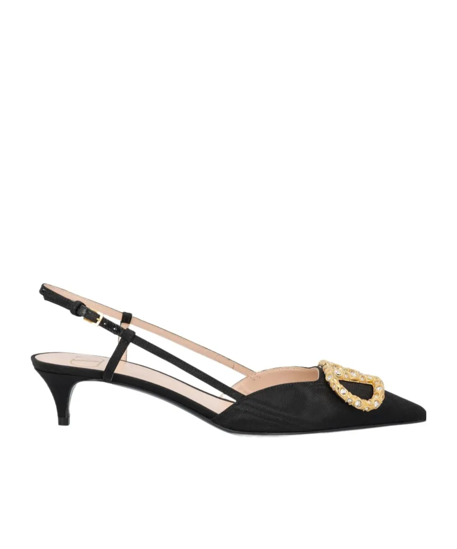 Logo Embellished Slingback Pumps