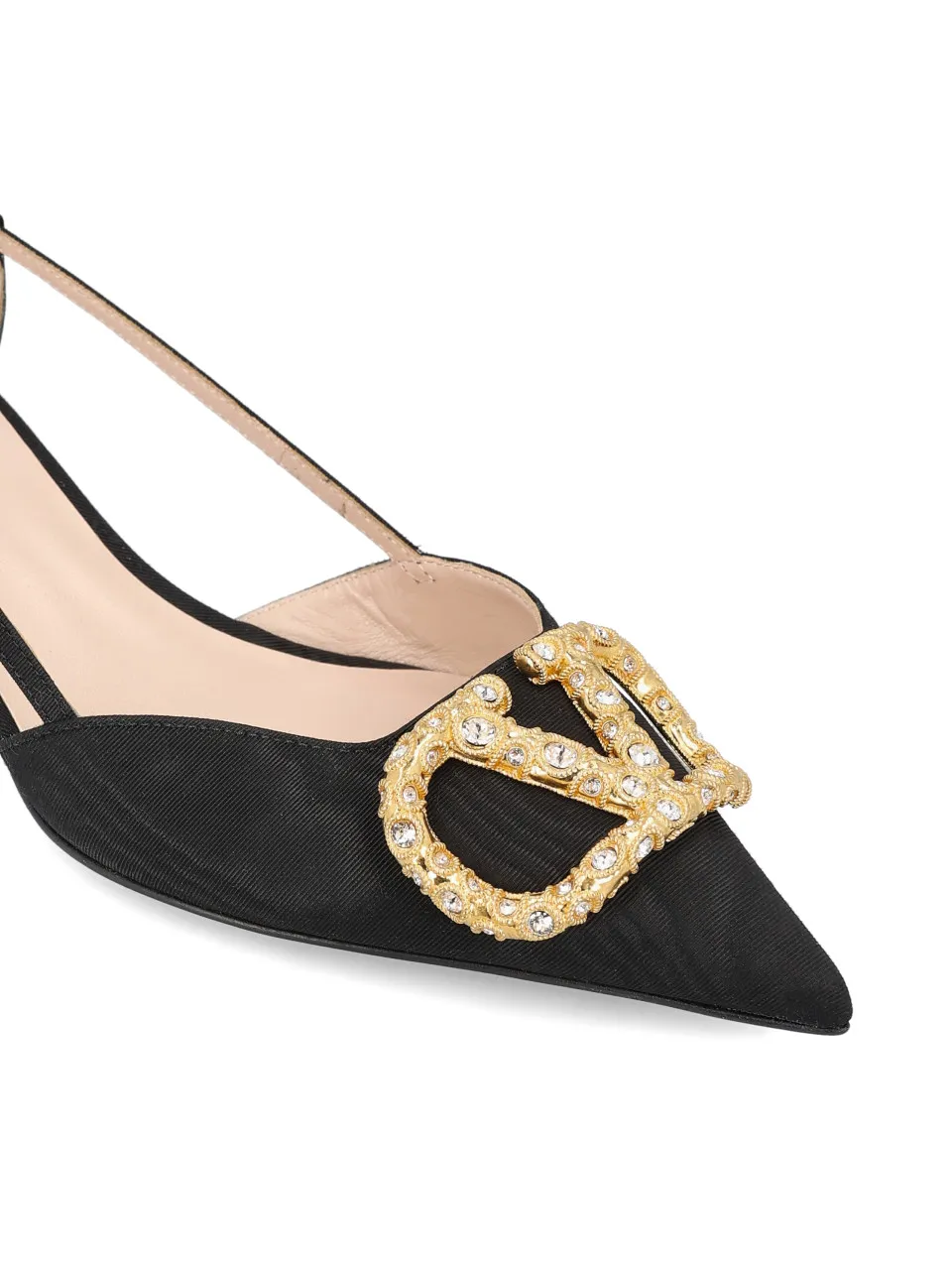 Logo Embellished Slingback Pumps