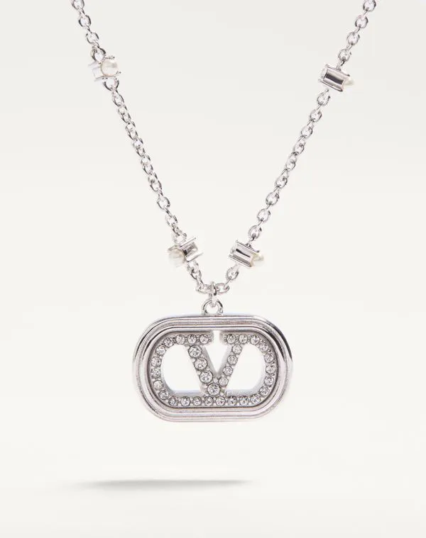 Vlogo Signature Metal Necklace With Pearls And Swarovski® Crystals