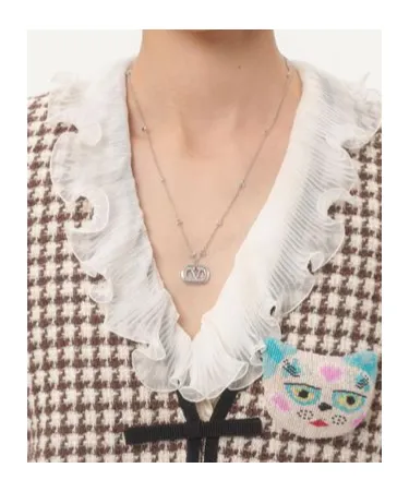Vlogo Signature Metal Necklace With Pearls And Swarovski® Crystals