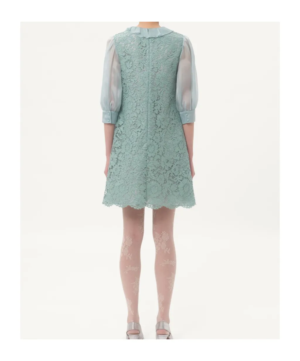 Lace Detailed V-Neck Mini Dress