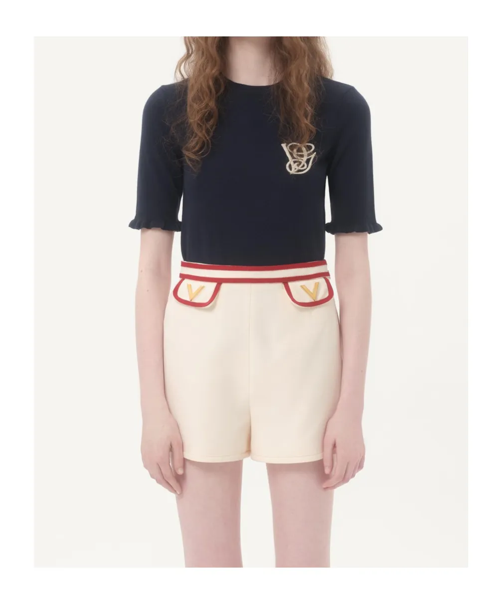 Embroidered Wool Top