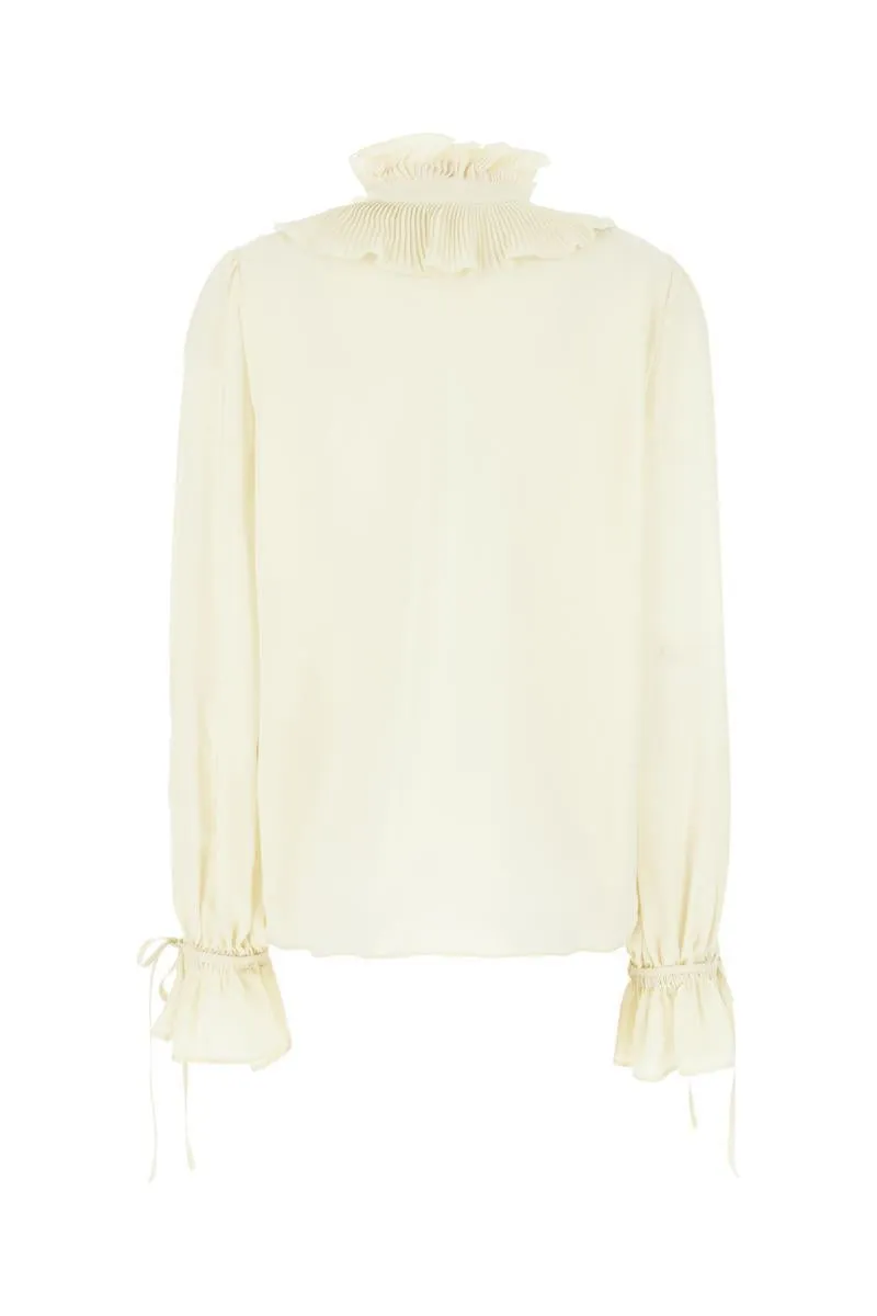 Ruffled Collar Button-Up Shirt