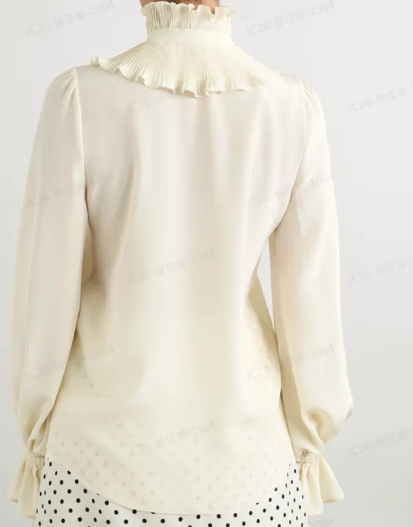 Ruffled Collar Button-Up Shirt
