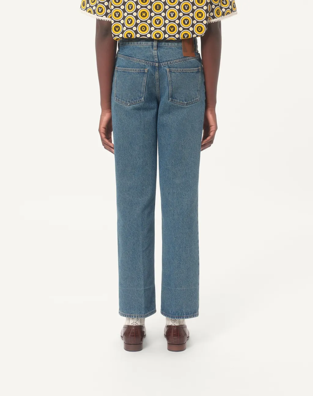 Logo Patch Straight Leg Jeans