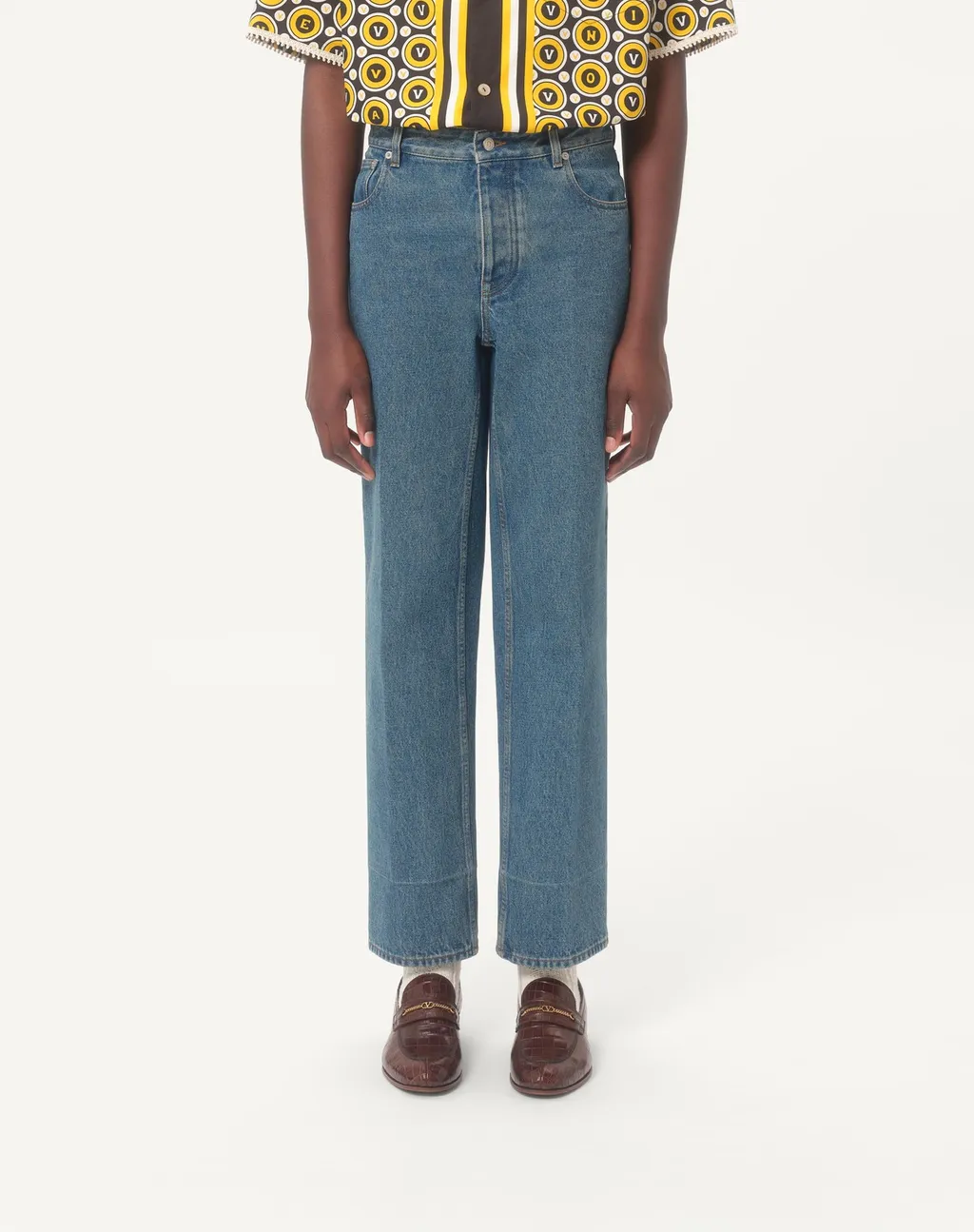 Logo Patch Straight Leg Jeans