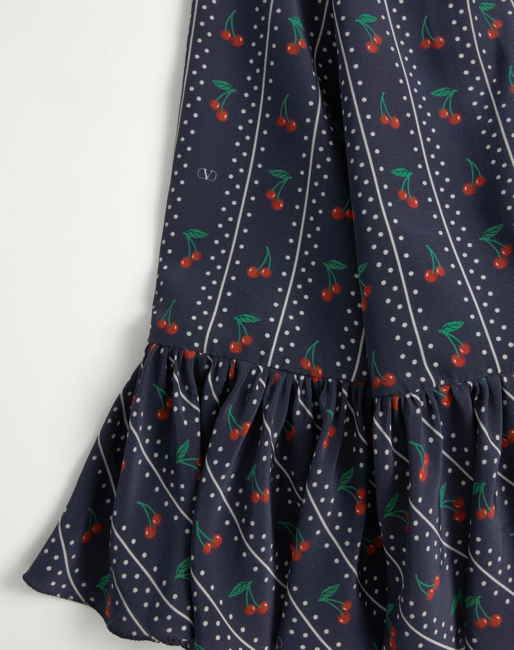 Crepe De Chine Midi Skirt With Cherryfic Print