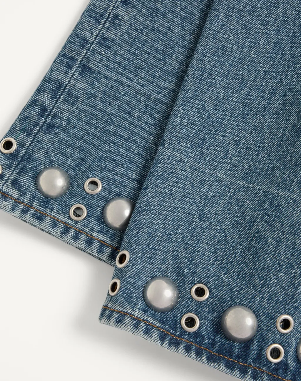 Denim Trousers With Cabochons