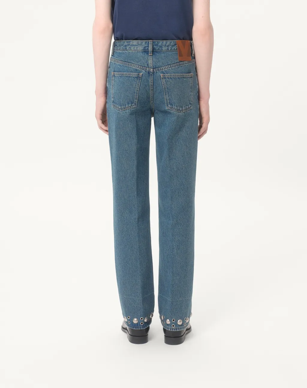 Denim Trousers With Cabochons