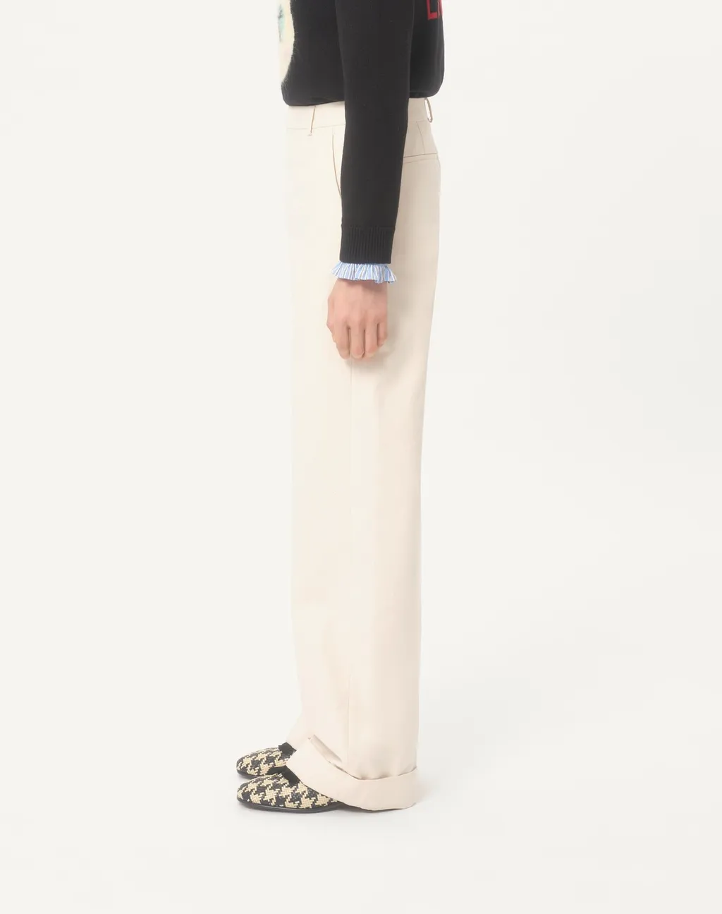 Turn-Up Hem Wide Leg Pants
