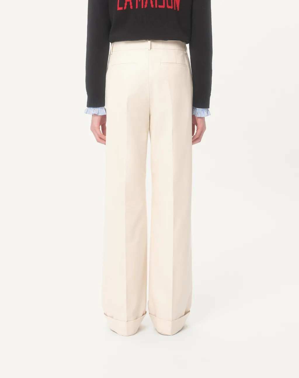 Turn-Up Hem Wide Leg Pants