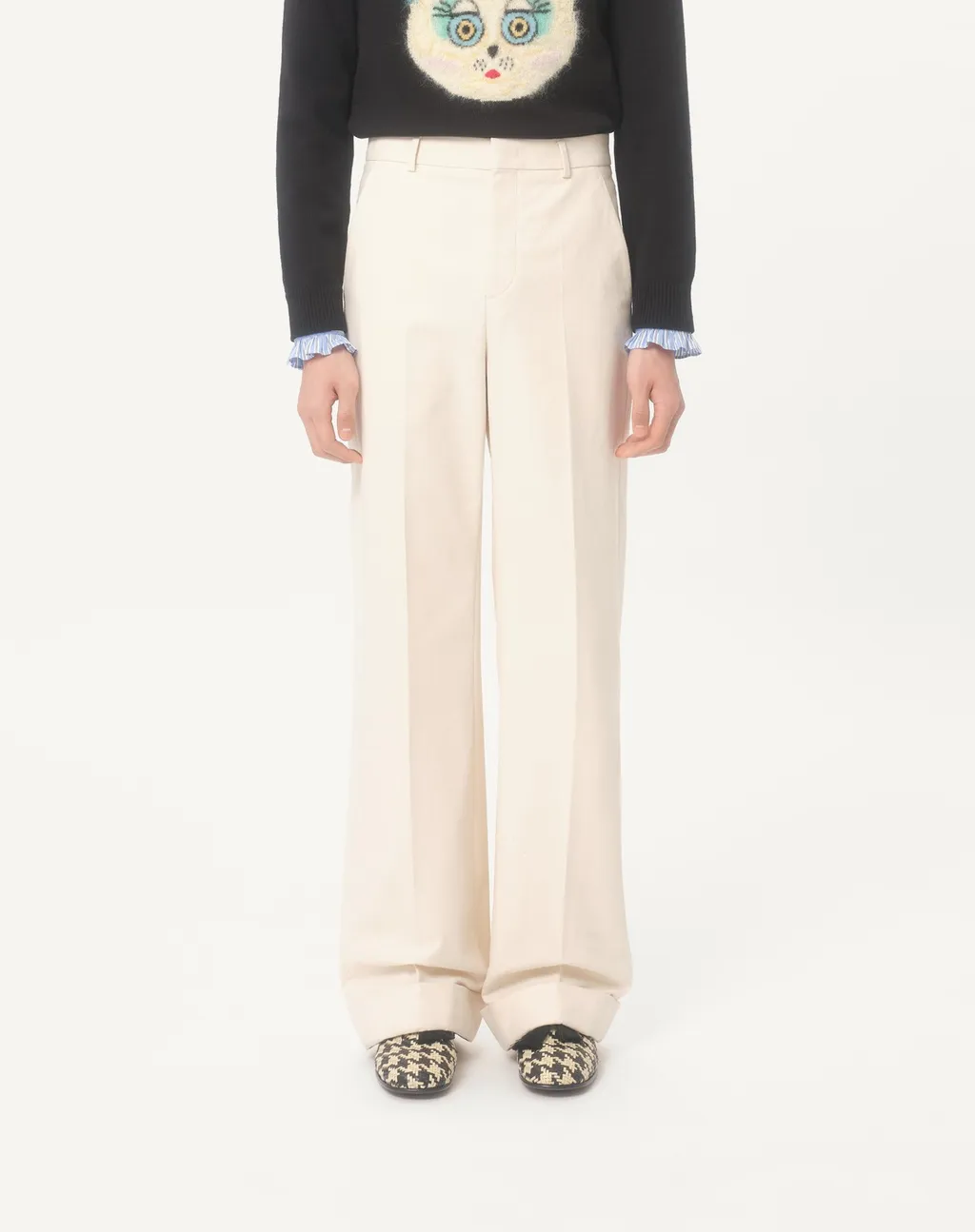 Turn-Up Hem Wide Leg Pants