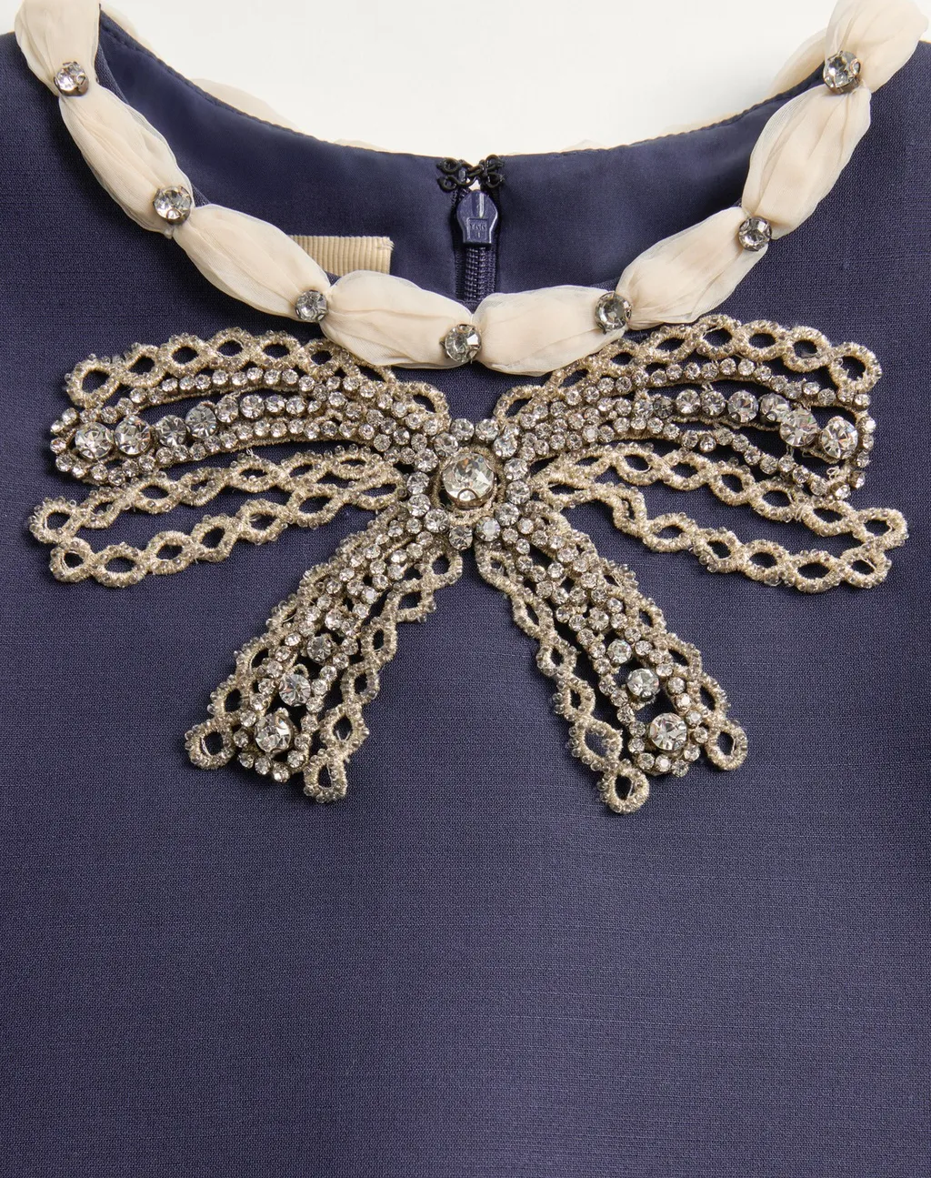 Crepe Couture Bow Embellished Mini Dress