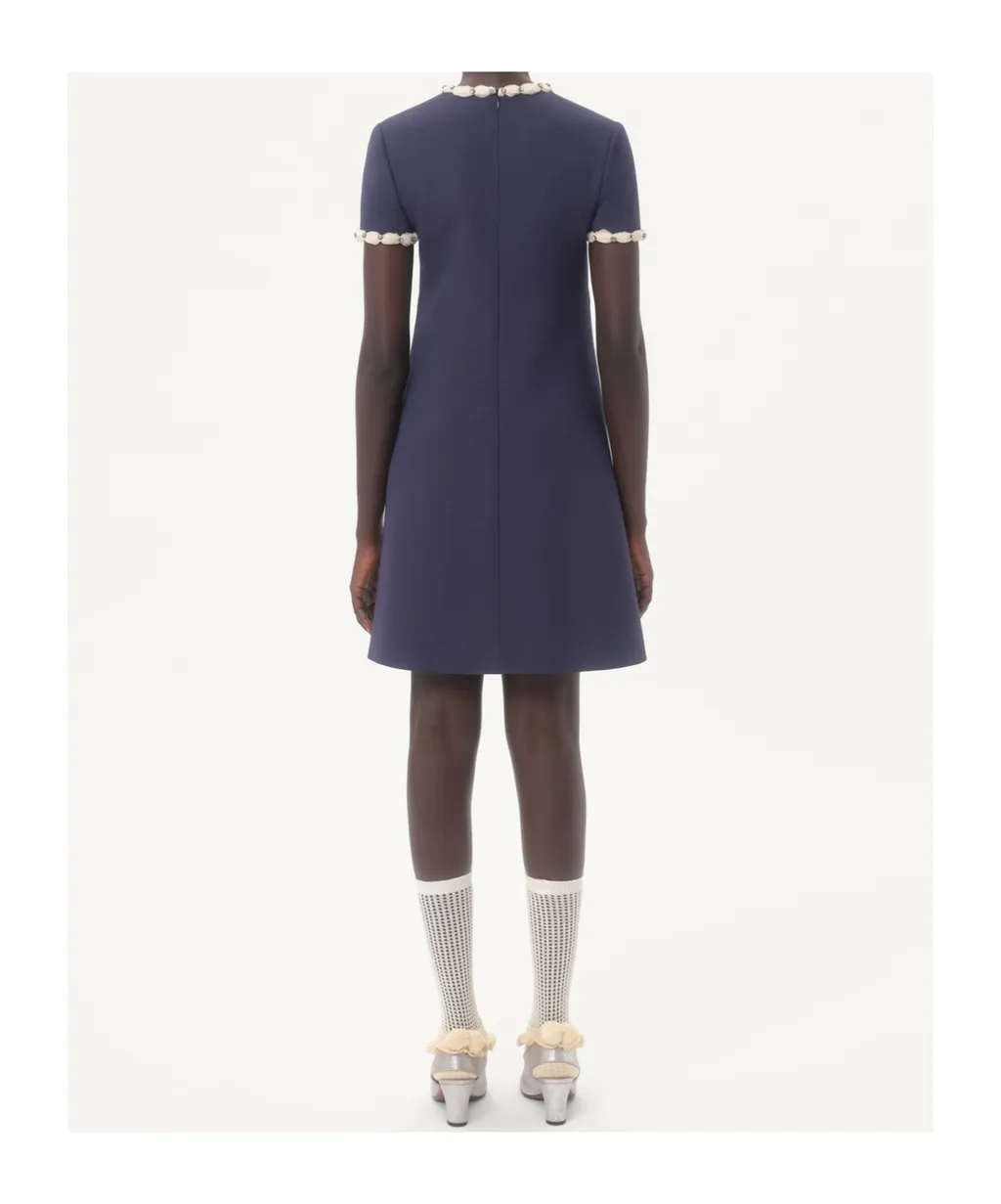 Crepe Couture Bow Embellished Mini Dress