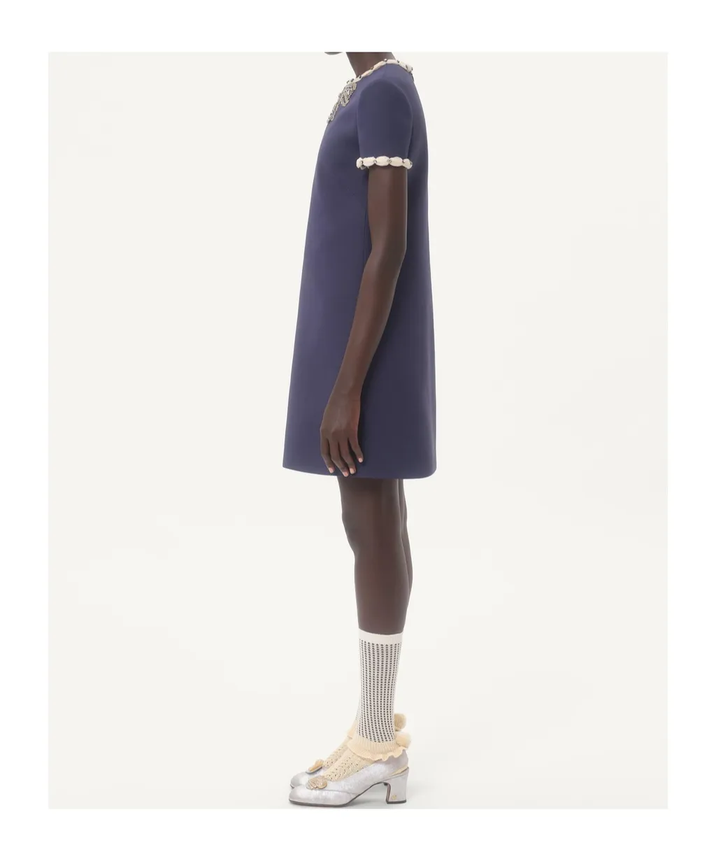 Crepe Couture Bow Embellished Mini Dress