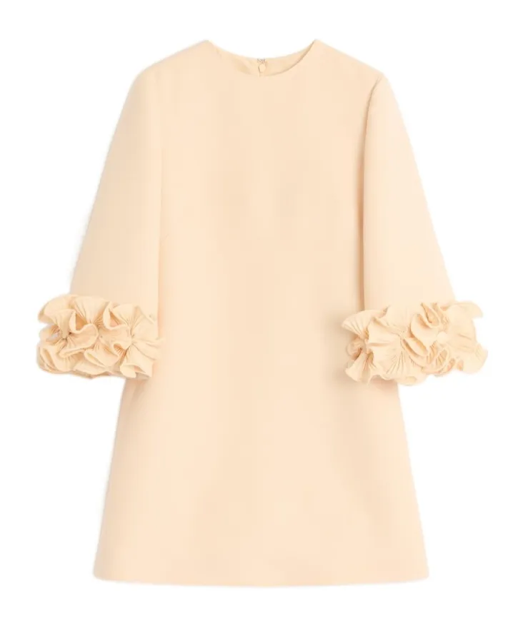 Crepe Couture Floral Detailed Mini Dress