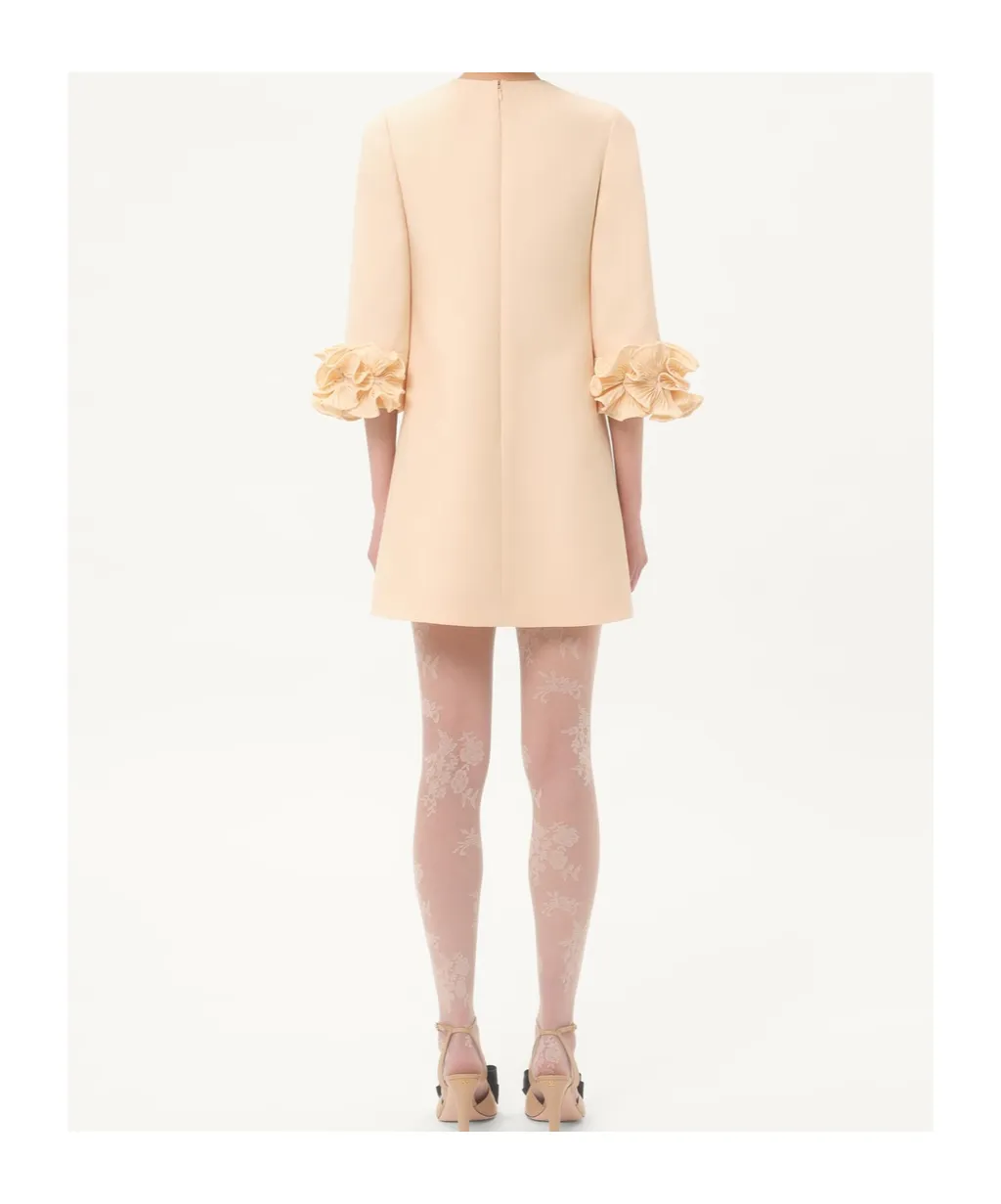 Crepe Couture Floral Detailed Mini Dress