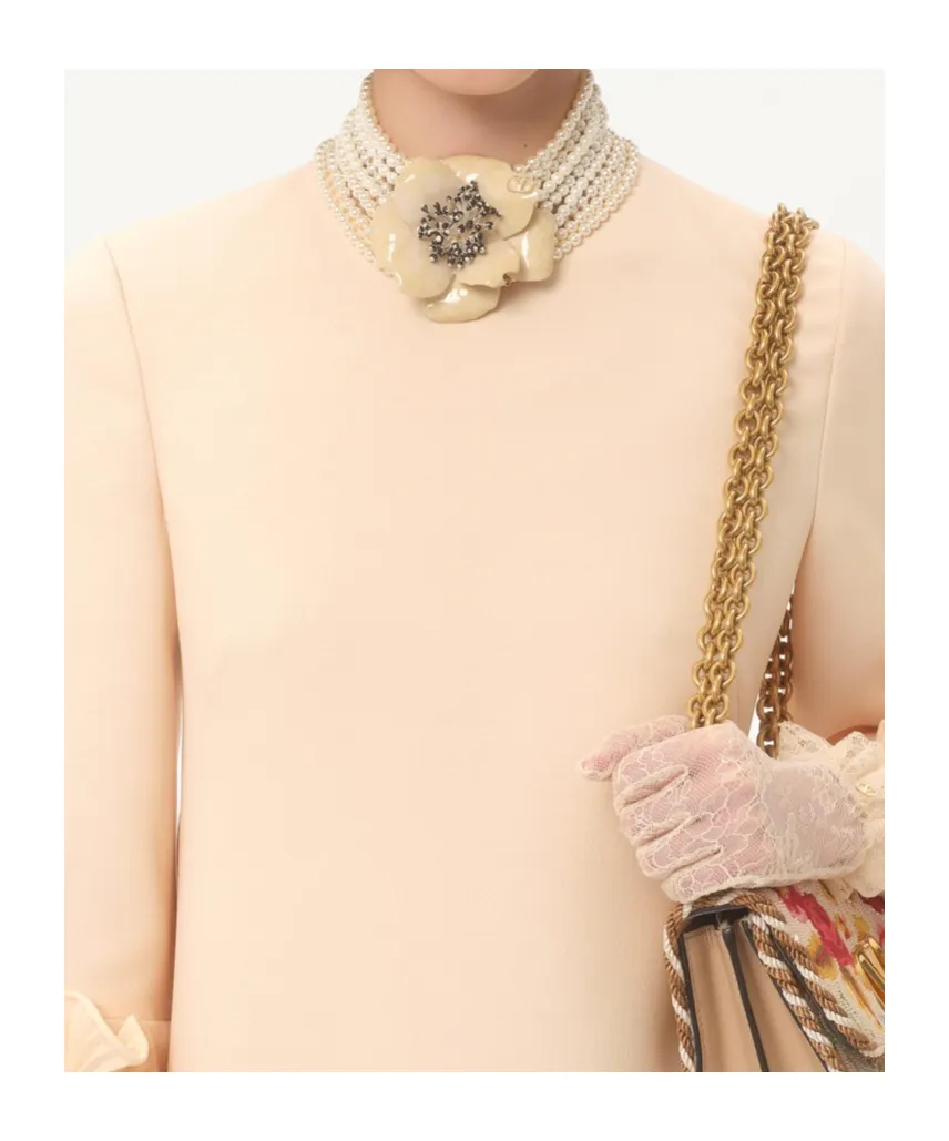 Crepe Couture Floral Detailed Mini Dress