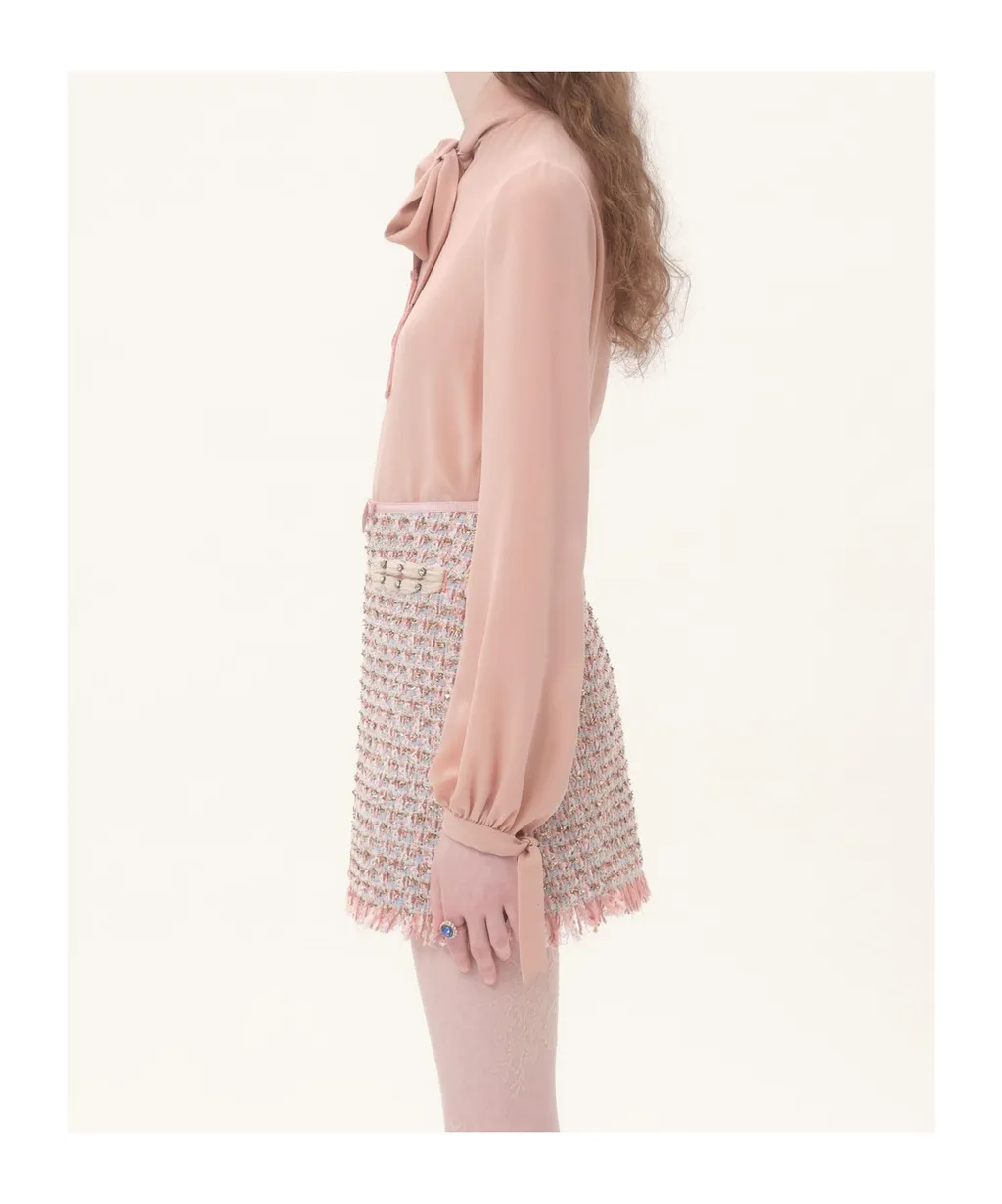Fringed Scarf Detailed Long-Sleeve Shirt