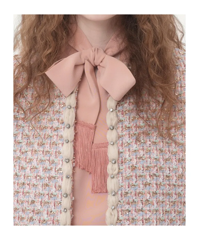 Fringed Scarf Detailed Long-Sleeve Shirt