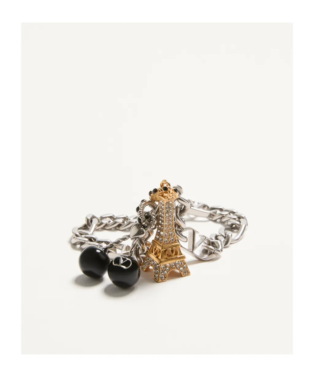 Chez Valentino Bracelet In Metal, Enamel And Swarovski® Crystals