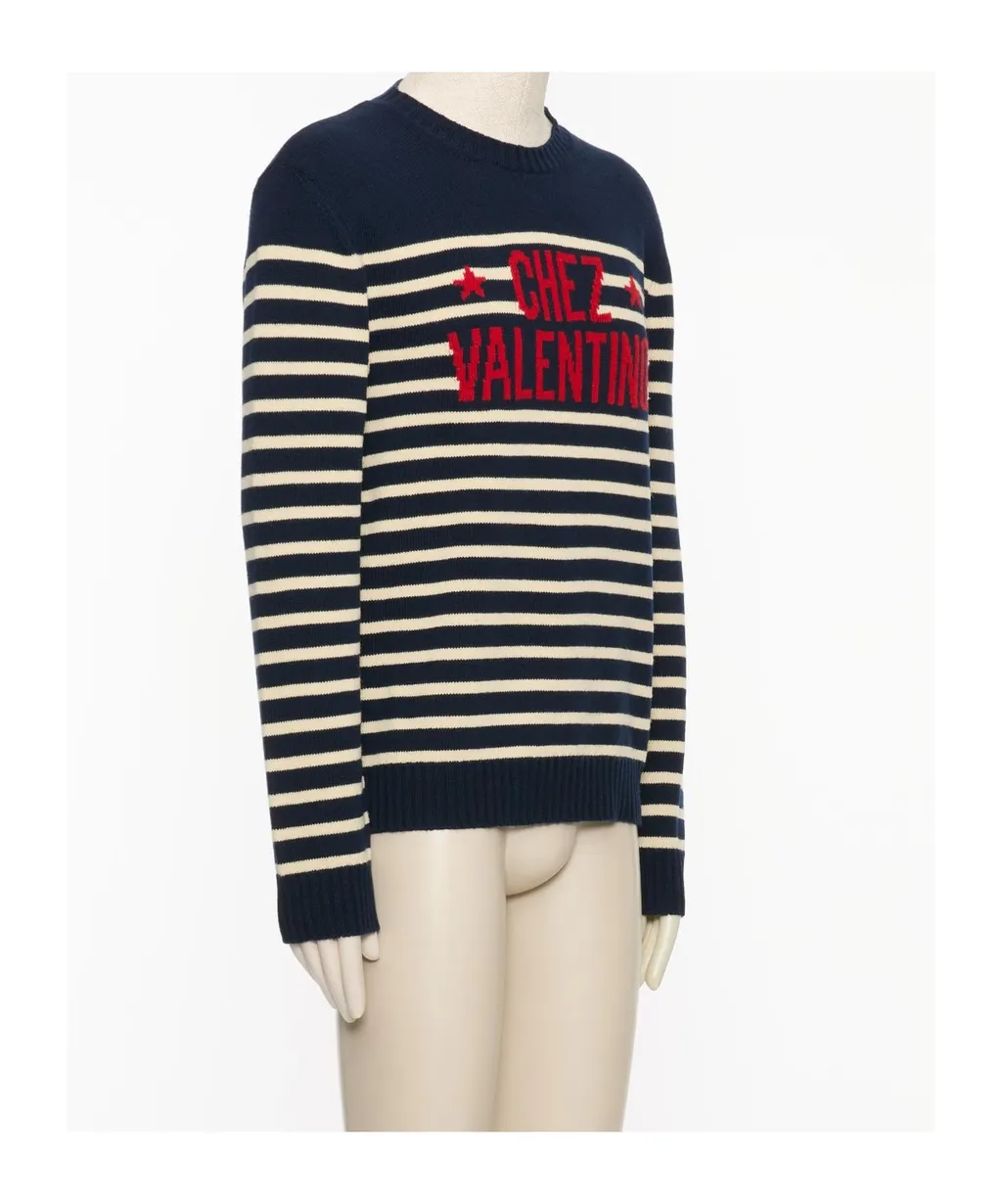 Striped Logo Detailed Crewneck Jumper